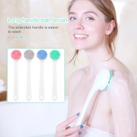 Cheap Wholesale Body Brushes Silicone Shampoo Silica Gel Body Scrub Skin Cleaner  Bath Brush Long Handle