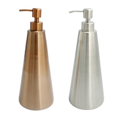 Hotel luxury unique small shampoo shower gel storage stainless steel dish wash soap bottle dispenser with pump for liquid soap