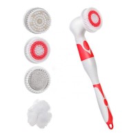 4-1 Folded Long Handle Waterproof Auto Rotation Electric Bath Brush for Bath Shower Spa Back Massage Body Cleansing